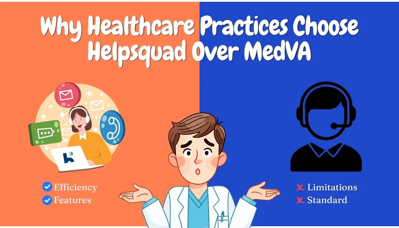 Illustration comparing HelpSquad and MedVA virtual assistants for healthcare practices