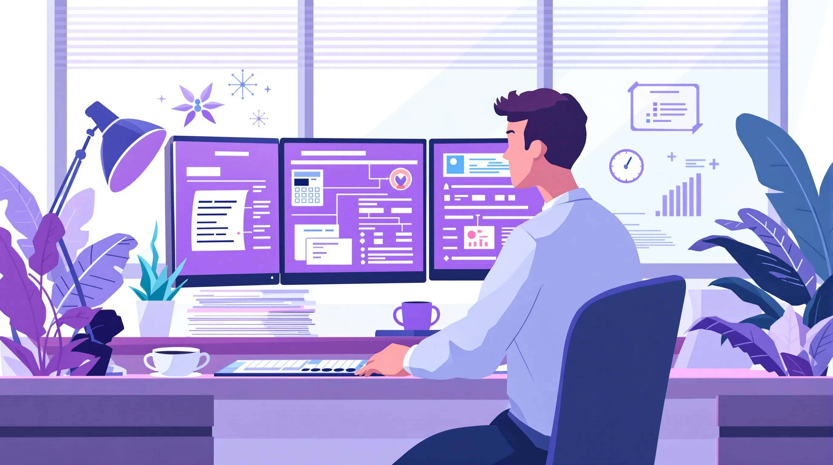 Healthcare revenue-cycle specialist reviewing medical coding claims on a computer in an office setting