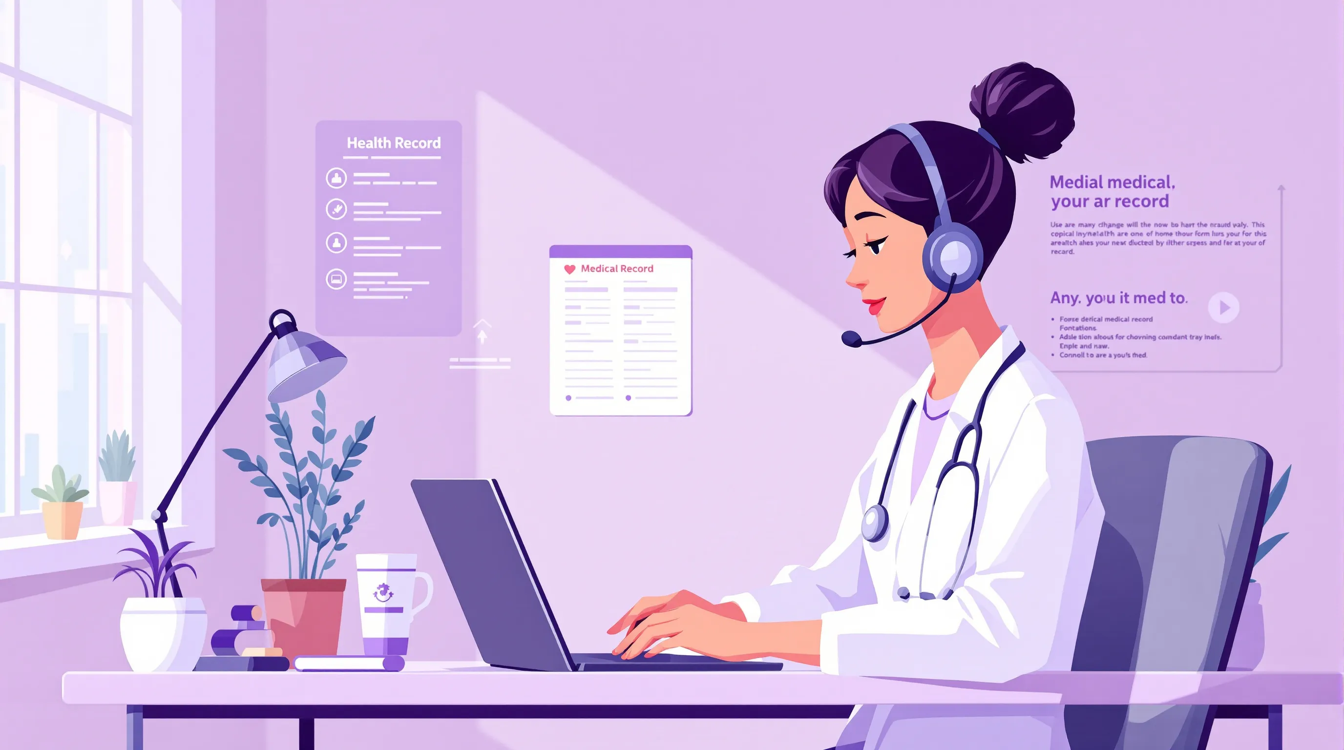 Remote virtual medical assistant managing an EHR and patient inbox from a home office, illustrating offloaded charting and administrative work